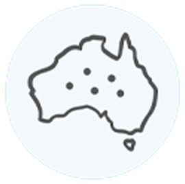 Australia with dots inside of it