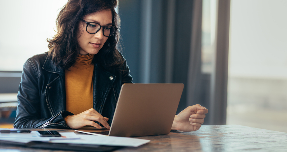 Woman using her laptop